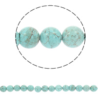 Χάντρες Turquoise, τυρκουάζ, Γύρος, διαφορετικό μέγεθος για την επιλογή, Τρύπα:Περίπου 1mm, Sold Per Περίπου 15.5 inch Strand