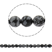 Schneeflocke Obsidian, rund, synthetisch, verschiedene Größen vorhanden & facettierte, Bohrung:ca. 1mm, verkauft per ca. 14.5 ZollInch Strang
