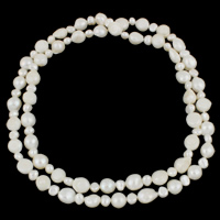 Sötvatten Pearl tröja kedja halsband, Freshwater Pearl, Barock, naturlig, olika längd för val, vit, 7-8mm, 10-11mm, Säljs av Strand