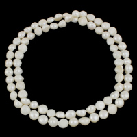 Sötvatten Pearl tröja kedja halsband, Freshwater Pearl, Barock, naturlig, olika längd för val, vit, 10-11mm, Säljs av Strand