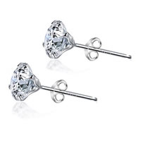 Cubic Zircon (CZ) Stud Earring 925 Sterling Silver Flower platinum plated & with cubic zirconia Sold By Bag