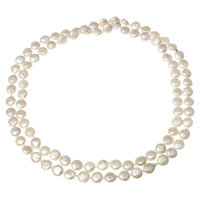 Přírodní sladkovodní perly dlouhý náhrdelník, Sladkovodní Pearl, Mince, různé délky pro volbu, bílý, 8-9mm, Prodáno By Strand
