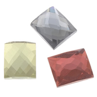 Cabochons en verre, rectangle, dos plat & facettes, plus de couleurs à choisir, 11x13x4mm, 350PC/sac, Vendu par sac