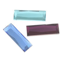 Glas Cabochoner, Rektangel, flad bagside & facetteret, flere farver til valg, 10x29.50x4mm, 65pc'er/Bag, Solgt af Bag