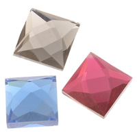 Glas Cabochons, Square, platt baksida & fasetterad, fler färger för val, 10x10x3.50mm, 1300PC/Bag, Säljs av Bag