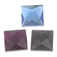 Glas Cabochoner, Square, flad bagside & facetteret, flere farver til valg, 14x14x3.50mm, 400pc'er/Bag, Solgt af Bag