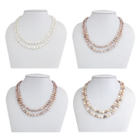 Přírodní sladkovodní perly dlouhý náhrdelník, Sladkovodní Pearl, s Skleněné perličky, Baroko, různé délky pro volbu, více barev na výběr, 7-8mm, Prodáno By Strand