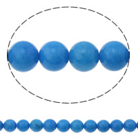 teñido Jade Abalorio, Esférico, azul, 10mm, agujero:aproximado 1mm, longitud aproximado 16 Inch, 5Strandsfilamento/Grupo, aproximado 41PCs/Sarta, Vendido por Grupo