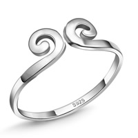 Brass Cuff Finger Ring, real silver plated, 3-5mm, US Ring Size:5, Sold By PC