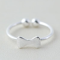 Brass Cuff Finger Ring, real silver plated, brushed, 10-15mm, US Ring Size:5, Sold By PC