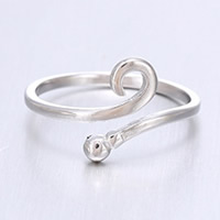 Brass Cuff Finger Ring, real silver plated, 8-15mm, US Ring Size:5, Sold By PC