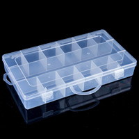 Sieraden Kralen Container, Plastic, Rechthoek, 13 cellen & transparant, duidelijk, 297x162x45mm, Verkocht door PC
