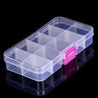 Sieraden Kralen Container, Plastic, Rechthoek, transparant & 10 cellen, duidelijk, 130x68x22mm, Verkocht door PC