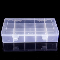 Sieraden Kralen Container, Plastic, Rechthoek, transparant & 15 cellen, duidelijk, 276x165x52mm, Verkocht door PC