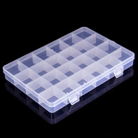 Jewelry Beads Container, Plastic, Rectangle, transparent & 24 cells, clear, 192x130x22mm, Sold By PC