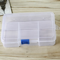 Jewelry Beads Container, Plastic, Rectangle, 5 cells & transparent, clear, 145x100x35mm, Sold By PC