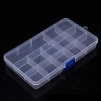 Jewelry Beads Container, Plastic, Rectangle, 13 cells & transparent, clear, 172x100x22mm, Sold By PC