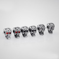 Titanium Steel Stud Earring Skull with rhinestone & blacken Sold By Lot