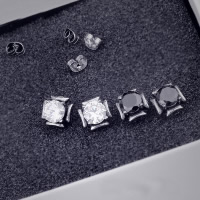 التيتانيوم الصلب مسمار حلق, مع حجر الراين & أسود, المزيد من الألوان للاختيار, 9.50x9.50mm, 5أزواج/الكثير, تباع بواسطة الكثير