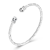 Comeon® Jewelry Bracelet Brass real silver plated open & stardust nickel lead & cadmium free 3mm Inner Approx 60mm Length Approx 7.4 Inch Sold By PC