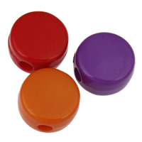 Solid Color Akril gyöngyök, Lapos kerek, egyszínű, kevert színek, 8x4mm, Lyuk:Kb 1mm, 2táskák/Lot, Kb 2195PC-k/Bag, Által értékesített Lot