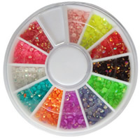 3D Nail Art Decoration Acrylic with Plastic Box Flat Round AB color plated flat back & faceted mixed colors 60mm 3mm Approx Sold By Bag