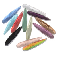 Glas Cabochons, Dropp, platt baksida & fasetterad, fler färger för val, 6x30x4mm, 185PC/Bag, Säljs av Bag