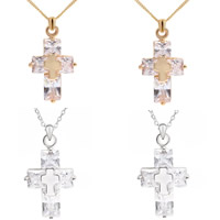 Crystal Pendants Brass with Crystal Cross plated nickel lead & cadmium free 12x22 Approx 2-7mm Sold By Bag