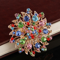 Rhinestone Brooch Zinc Alloy Flower gold color plated with rhinestone nickel lead & cadmium free Sold By Lot