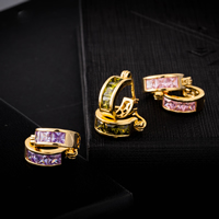 Gets® sieraden Earring, Messing, 18K vergulde, met zirkonia & gefacetteerde, meer kleuren voor de keuze, nikkel, lood en cadmium vrij, 17mm, Verkocht door pair