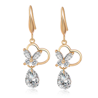 Gets® Jewelry Earring Brass with Cubic Zirconia Teardrop 18K gold plated faceted nickel lead & cadmium free Sold By Pair