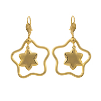 Gets® Jewelry Earring Brass Star 18K gold plated flower cut nickel lead & cadmium free Sold By Pair