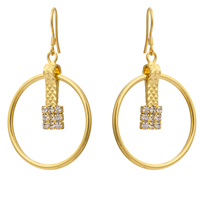 Gets® Jewelry Earring Brass Donut 18K gold plated micro pave cubic zirconia nickel lead & cadmium free Sold By Pair