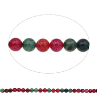 Turmalin Color Agate Bead, Runde, naturlig, Oktober Birthstone & forskellig størrelse for valg, Hole:Ca. 1mm, Længde Ca. 15 inch, Solgt af Bag
