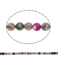 Natürliche Regenbogen Achat Perlen, rund, facettierte, 12mm, Bohrung:ca. 1mm, Länge:ca. 14 ZollInch, 5SträngeStrang/Tasche, ca. 31PCs/Strang, verkauft von Tasche