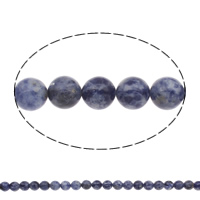 Blauer Tupfen Stein Perlen, blauer Punkt, rund, natürlich, verschiedene Größen vorhanden, Bohrung:ca. 1mm, verkauft per ca. 15 ZollInch Strang