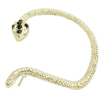 Fashion Earring Cuff and Wraps Zinc Alloy Snake gold color plated with rhinestone nickel lead & cadmium free Sold By PC