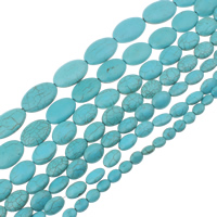 Turkos pärlor, Syntetisk Turkos, Flat Oval, olika storlek för val, blå, Hål:Ca 1mm, Längd Ca 15 inch, Säljs av Bag