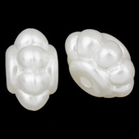 Perlas de plástico ABS Abalorio, Flor, Blanco, 12x19mm, agujero:aproximado 3mm, 2bolsaspantalón/Grupo, aproximado 240PCs/Bolsa, Vendido por Grupo