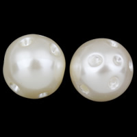 ABS-Kunststoff-Perlen Perlen Einstellung, rund, weiß, 15.5mm, Bohrung:ca. 2mm, Innendurchmesser:ca. 1, 1.5mm, 2Taschen/Menge, ca. 220PCs/Tasche, verkauft von Menge