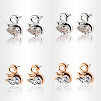 Cubic Zircon (CZ) Stud Earring Zinc Alloy stainless steel post pin Swan plated with cubic zirconia nickel lead & cadmium free Sold By Bag