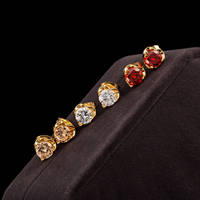 Gets® sieraden Earring, Messing, 18K vergulde, met zirkonia & gefacetteerde, meer kleuren voor de keuze, nikkel, lood en cadmium vrij, 8x8mm, Verkocht door pair