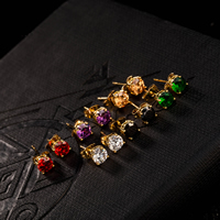 Gets® sieraden Earring, Messing, 18K vergulde, met zirkonia & gefacetteerde, meer kleuren voor de keuze, nikkel, lood en cadmium vrij, 5x5mm, Verkocht door pair