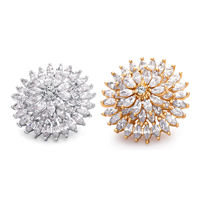 Gets® Jewelry Earring Brass Flower plated micro pave cubic zirconia & faceted nickel lead & cadmium free Sold By Pair