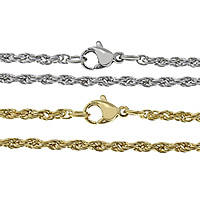 Cadena de Collar, acero inoxidable, chapado, cadena de cuerda, más colores para la opción, 2.50mm, longitud aproximado 20 Inch, Vendido por Grupo