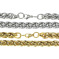 Stainless Steel Chain halskæde, forgyldt, forskellige længde for valg & hvede kæde, flere farver til valg, 10mm, 5Strands/Lot, Solgt af Lot