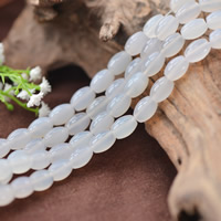 Naturlig hvid agat perler, Oval, 8x12mm, Hole:Ca. 1mm, Ca. 32pc'er/Strand, Solgt Per Ca. 15.5 inch Strand