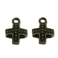 Tibetan Style Cross Pendants, antique bronze color plated, nickel, lead & cadmium free, 9x11x6mm, Hole:Approx 1.5mm, 2000PCs/Lot, Sold By Lot
