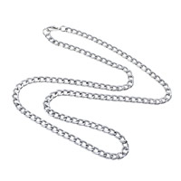 Naszyjnik łańcuch żelazo, Platerowane w kolorze platyny, łańcucha krawężnika, bez zawartości niklu, ołowiu i kadmu, 6x4x1mm, długość około 19.5 cal, 200nici/wiele, sprzedane przez wiele