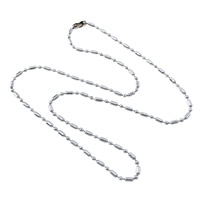 Eiserne Halskette Kette, Eisen, Platinfarbe platiniert, Kugelkette, frei von Nickel, Blei & Kadmium, 5x2mm, 2mm, Länge ca. 19 ZollInch, 100SträngeStrang/Menge, verkauft von Menge